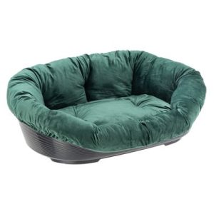 Black Dog Bed with Cover – Green Velvet